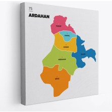 Ardahan Ili ve Ilçeler Haritası Dekoratif Kanvas Tablo 1270
