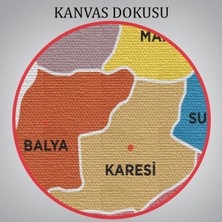 Balıkesir Ili ve Ilçeler Haritası Dekoratif Kanvas Tablo 1280