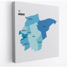 Düzce Ili ve Ilçeler Haritası Dekoratif Kanvas Tablo 1326