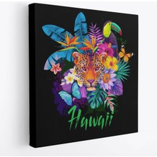 Hawai Temalı Leopar Dekoratif Kanvas TABLO-5814