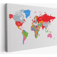 Dünya Haritası Dekoratif Kanvas Tablo 1102