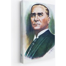 Atatürk Portre Tablosu Mustafa Kemal Atatürk Dikdörtgen Dekoratif Kanvas Tablo-Cr-68