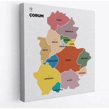 Çorum Ili ve Ilçeler Haritası Dekoratif Kanvas Tablo 1316