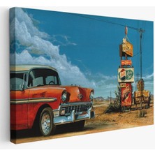 Kırmızı Klasik Araba TABLOSU-6660