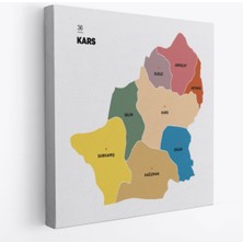 Kars Ili ve Ilçeler Haritası Dekoratif Kanvas Tablo 1380
