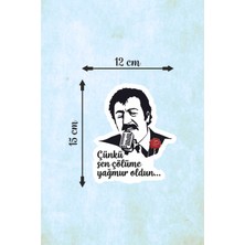 Müslüm Gürses Araç Sticker, Çünkü Sen Çölüme Yağmur Oldun, Kendinden Yapışkanlı Sticker 12 x 15 cm
