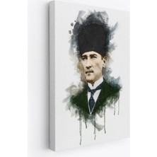 Mustafa Kemal Atatürk'ün Suluboya Görünümlü Portresi Dekoratif Kanvas Tablo-Da-78