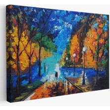 Gece Sokakta Yürüyen Sevgililer, Kanvas Duvar TABLOSU-1184