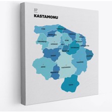Kastamonu Ili ve Ilçeler Haritası Dekoratif Kanvas Tablo 1384
