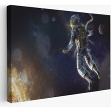 Astronot Duvar Sanatıkanvas Tablo, Uzay Posteri, Astronot Uzayda, Gezegen Arka PLANI-5381