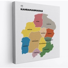 Kahramanmaraş Ili ve Ilçeler Haritası Dekoratif Kanvas Tablo 1371