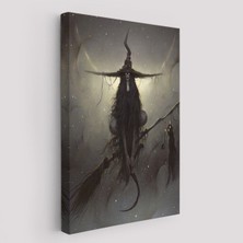 Süpürge ile Uçan Cadı ve Kedisi, Cadılar Bayramı Hediyesi, Hellowen Tablo -6287