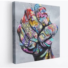 Sokak Graffiti Duvar Sanatı Kanvas Tablo, Banksy Renkli Graffiti Pop ART-5338