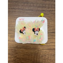Kız Çocuk Minnie Mouse Mickey Mouse Boncuk Tüllü Simli 1 Çift Lastik Toka Mini Miki Maus