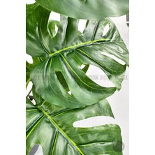 Biçiçek Yapay Çiçek Salon Bitkisi Monstera Deve Tabanı Antrasit Renk Yalı Saksıda