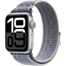 Watch 10 42MM Uyumlu Krd-91 Hasır Kordon Strap Kayış-Gri-Mavi