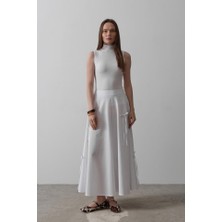 Fiyonk Kloş Etek - Beyaz