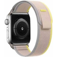 Watch 42MM Uyumlu Krd-77 Hasır Kordon Xemu - Beyaz-Sarı