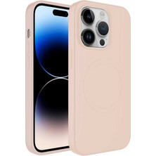 iPhone 12 Pro Max Uyumlu Magsafe Wireless Şarj Özellikli Pastel Renk Silikon Xemu Plas Kapak-Pembe Açık