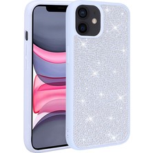 Apple iPhone 11 Kılıf Parlak Taşlı Tasarım Xemu Ston Kapak-Mavi Açık