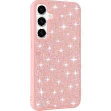 Galaxy S24 Plus Kılıf Parlak Taşlı Tasarım Xemu Pırlanta Kapak-Pembe