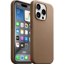 Apple iPhone 15 Pro Kılıf Xemu Magsafe Şarj Özellikli Mikro Fiber Optimal Kapak-Kahverengi