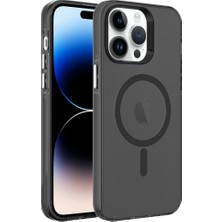 Apple iPhone 14 Pro Kılıf Xemu Magsafe Şarj Özellikli Buzlu Transparan C-Pro Sert Kapak-Siyah