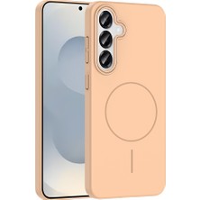 Galaxy S25 Kılıf Magsafe Şarj Özellikli Xemu Ruby Silikon Kapak - Desert Titanyum