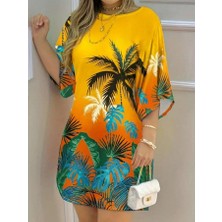 Hawaii Desenli Renkli Salaş Model Elbise, Kadin Elbise,yazlik Elbise