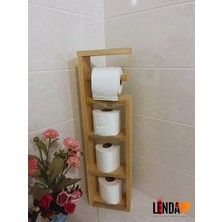 Çok Amaçlı Doğal Desenli Ahşap Tuvalet Kağıdı Standı (Çam Ağacından Üretilmiştir.)