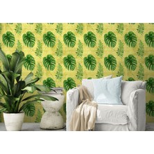 Botanik Tropikal Yaprak Desenli Duvar KAĞIDI-5580