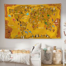 Eğitici Dünya Haritası Dünya Atlası Çocuk ve Bebek Odası Duvar Örtüsü-Halısı 3781