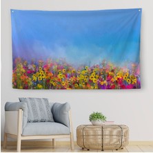 Duvar Örtüsü Soyut Suluboya Çiçekler Kaliteli Kanvas Duvar HALISI-3996