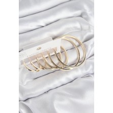 Pirinç Halka Model Gold Renk Kadın Set Küpe