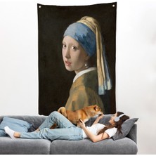 Johannes Vermeer - Inci Küpeli Kız Duvar Örtüsü - Girl With A Pearl EARRING-7309