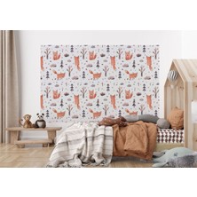 Suluboya Görünümlü Sevimli Tilki Desenli Duvar Kağıdı Kreş Okul POSTERI-5756