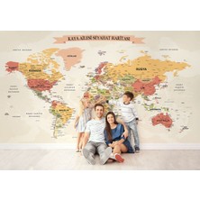 Özelleştirilebilir Türkçe Dünya Haritası Ayrıntılı Eğitici Öğretici Okyanuslu Duvar KAĞIDI-2530