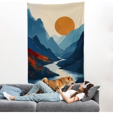 Dağların Arasındaki Güneş Manzarası Duvar ÖRTÜSÜ-7580