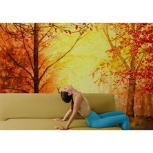 Sonbahar ve Ormandaki Geyikler Yağlıboya Görünüm duvar KAĞIDI-3643