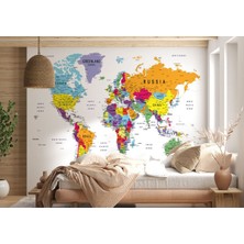 Dünya Haritası Duvar Kağıdı Ülke ve Başkentli Ingilizce Dünya HARITASI-1575