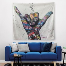 Banksy Tarzı Hands Victory Jest Graffiti Kanvas Duvar ÖRTÜSÜ-HALISI-5340