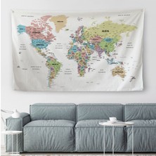 Türkçe Eğitici Ülke ve Başkent Detaylı Atlası Dünya Haritası Duvar Örtüsü-Halısı 3850