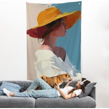 Sarı Şapkalı Soyut Kadın Duvar ÖRTÜSÜ-7631