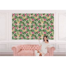 Tropikal Çiçekli Ağaç Yaprakları Duvar KAĞIDI-5566