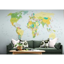 Ingilizce Dünya Haritası Duvar Kağıdı Eğitici Öğretici DETAYLI-1041