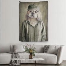 Köpek Kafalı Insan Duvar Örtüsü - HALISI-4994