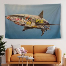 Graffiti Köpek Balığı Kanvas, Pop Art Duvar ÖRTÜSÜ-HALISI-5416