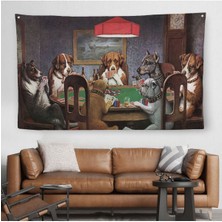 Cassius Marcellus Coolidge - Poker Oynayan Köpekler Eseri Kanvas Duvar ÖRTÜSÜ-HALISI-5170