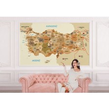 Türkiye Haritası Sınır Komşulu Eğitici Dekoratif Duvar KAĞIDI-3104