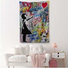 Renkli Balon Kız Sanatı, Banksy Duvar Örtüsü - HALISI-5317